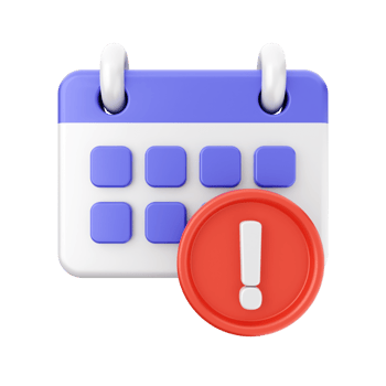 A calendar icon with an exclamation mark on it png