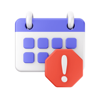A calendar with an exclamation mark and a red circle png