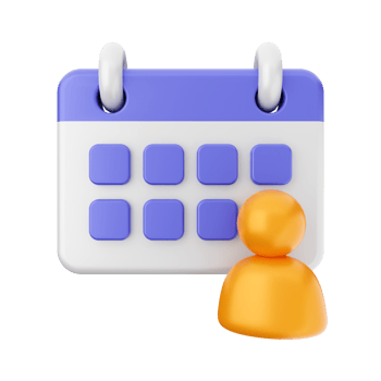 A calendar icon with a person standing next to it png