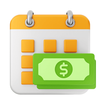 Money in calendar icon png