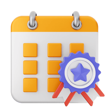 A calendar icon with a star and ribbon png