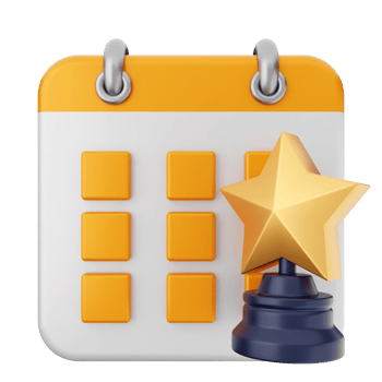 A calendar with a star on it png