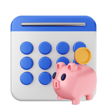 Piggy bank and calculator icon png