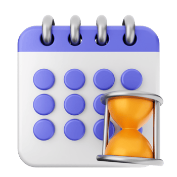A calendar with an hourglass icon png