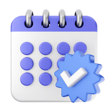 A calendar icon with a check mark and a blue star png