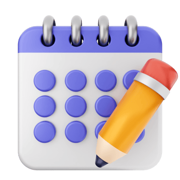 A calendar with a pencil and a calendar icon png
