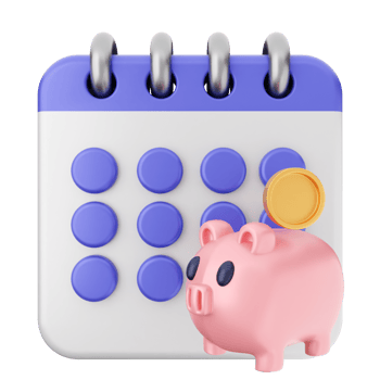 Calendar icon with piggy bank png