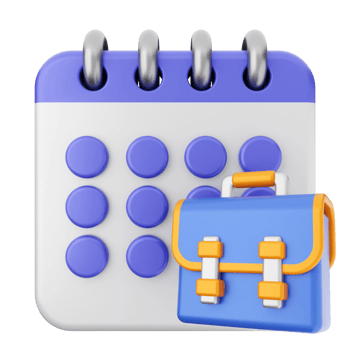 A calendar with a briefcase and a calendar icon png