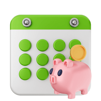A piggy bank and calendar icon png
