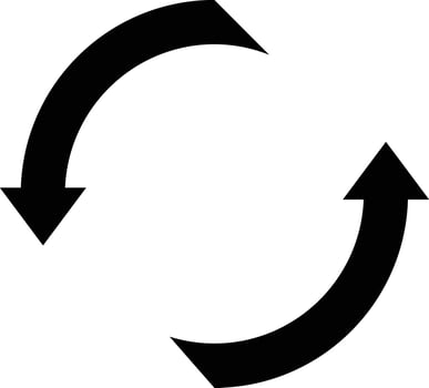 cyclic rotation icon. black and white circular arrow pointing to the left. Flat icon of cyclic rotation, recycling. vector