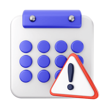 A calendar with a blue and red warning sign png