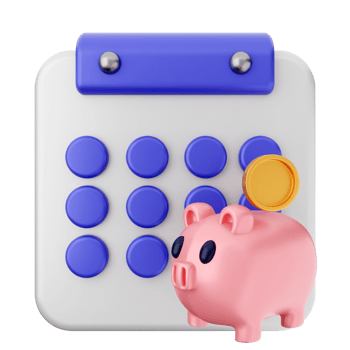 Piggy bank and calendar icon png