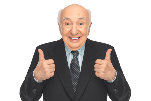 An old man in a suit and tie giving the thumbs up png