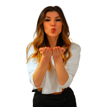 A woman blowing a kiss png