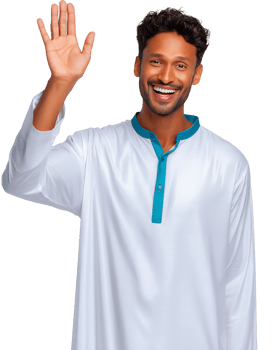 A man in a white shirt waving his hand png