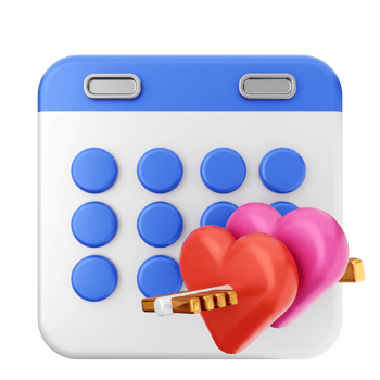 A calendar with two hearts and a lock png
