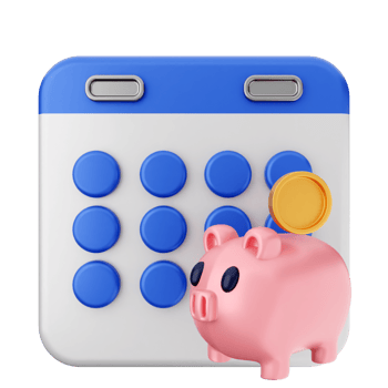 Piggy bank icon with calendar png