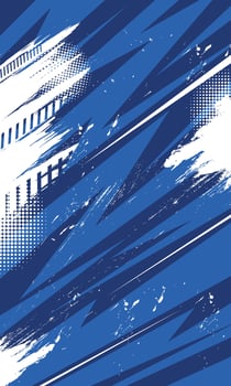 Geometric blue stripes textured background with abstract grunge brush strokes vector