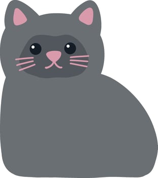 Cute gray cat with darker fur in the face loafing illustration vector