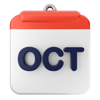 October calendar icon with a red and white frame png
