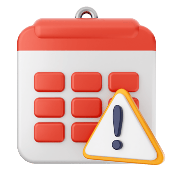 A calendar with a warning icon and a calendar icon png
