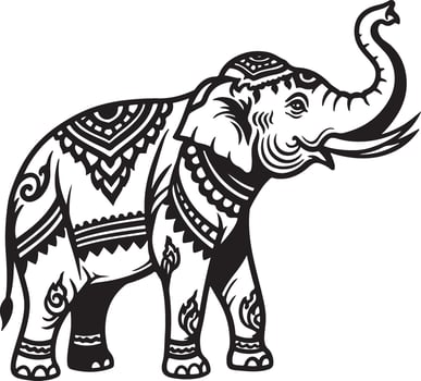 An elephant with a tribal pattern on its trunk vector