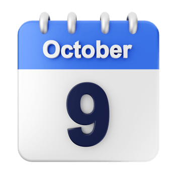 October 9th calendar icon png