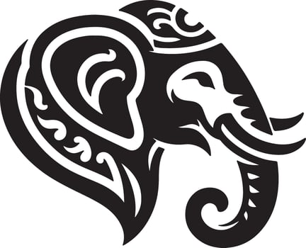 An elephant head with a tribal design vector