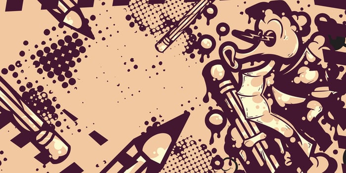 a cartoon drawing of a man with a gun and a knife vector