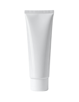 realistic blank white cosmetic or toothpaste tube isolated on transparent background, plastic squeeze container mockup for skincare, cream, or gel product packaging png