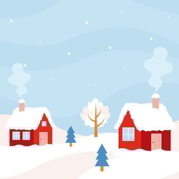 Background with Christmas landscape. Winter scenery with village. vector