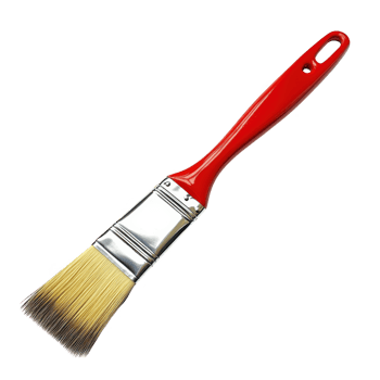 Red handled paintbrush close up shot on transparent background png