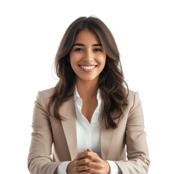 Smiling woman in blazer portrait on transparent background png