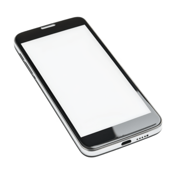 Smartphone with blank screen display on transparent background png