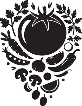 tomato vegetables fruits silhouette black icons vector