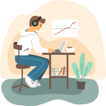 Man work on his laptop png
