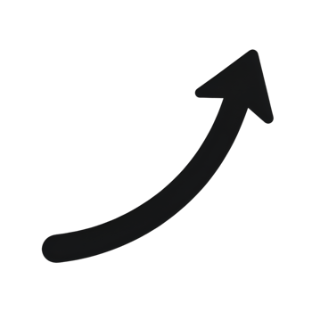 Black Curved Arrow Pointing Upwards on a Transparent Background png
