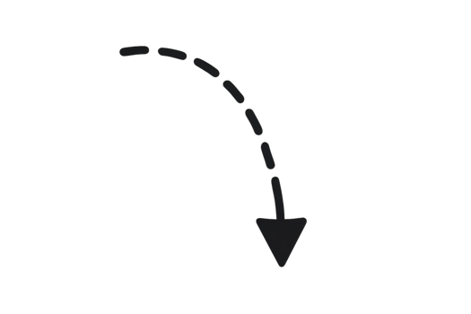 Curved Dotted Arrow Pointing Down in Gray Against Transparent Background png