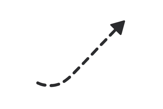 Dashed Arrow Curving Upward on Transparent Background Illustration png
