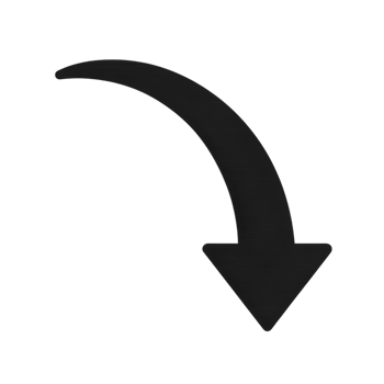Black Curved Arrow Pointing Downwards on a Transparent Background png