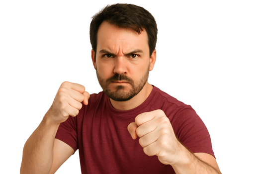 Furious Man Ready To Fight Isolated on Transparent Background png