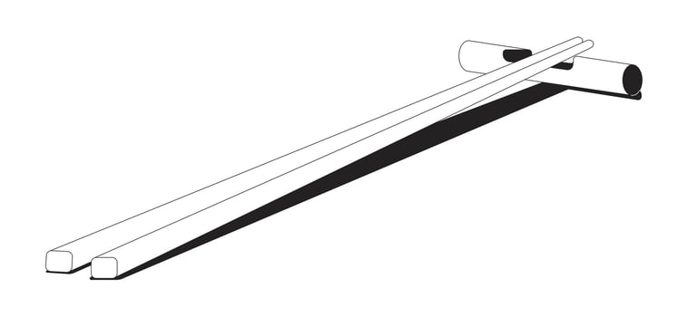 Pair of bamboo chopsticks on rest 2D line object. Hashi. Asian utensil. Eating tool. Japanese cutlery. Chinese chop sticks isolated clipart ink outline item. Monochrome spot illustration vector