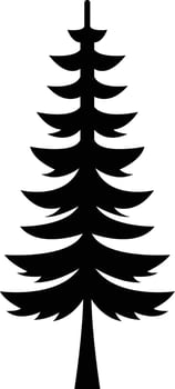 Simple black silhouette of a coniferous evergreen Christmas tree vector