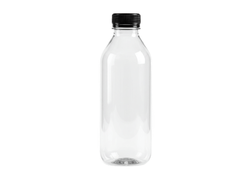 A clear plastic bottle with a black cap png