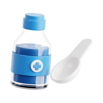 A bottle with a spoon and a blue lid png