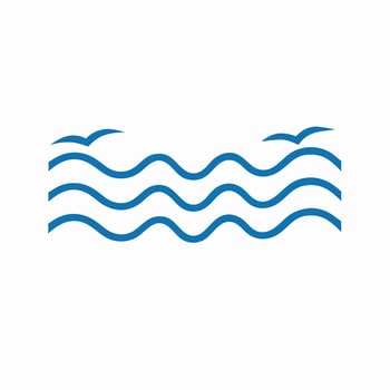 Simple Blue Ocean Wave Icon with Birds Graphic vector