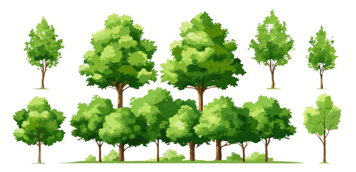 Collection of Green Trees Various Sizes and Styles for Landscape Design vector