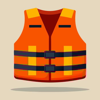 Orange Life Vest Safety Jacket Boating Equipment vector