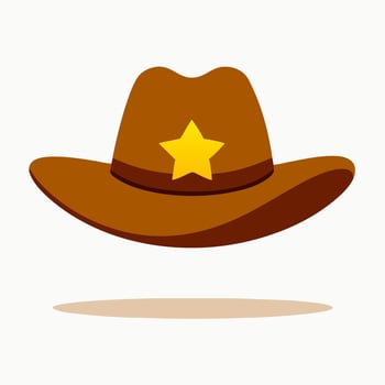 Brown Cowboy Hat with Yellow Star Sheriff Badge vector