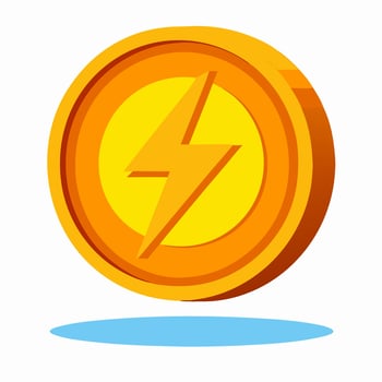 Orange Coin with Lightning Bolt Icon Energy Cryptocurrency vector